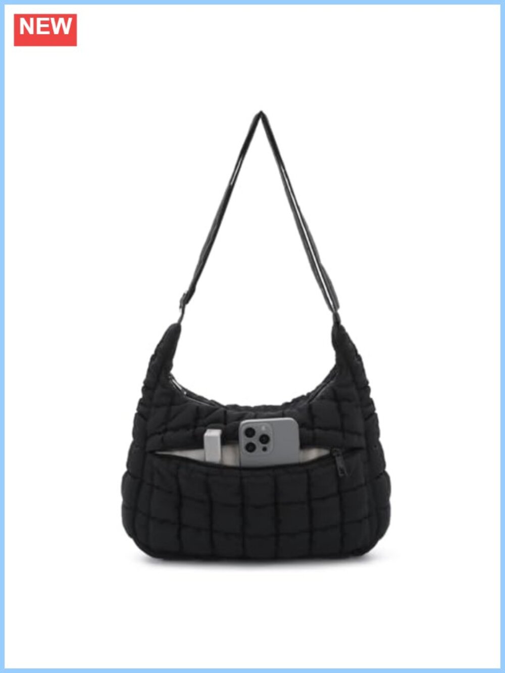 Quilted Puffy Crossbody Bag Lightweight Nylon Hobo Shoulder Puffer Handbag
